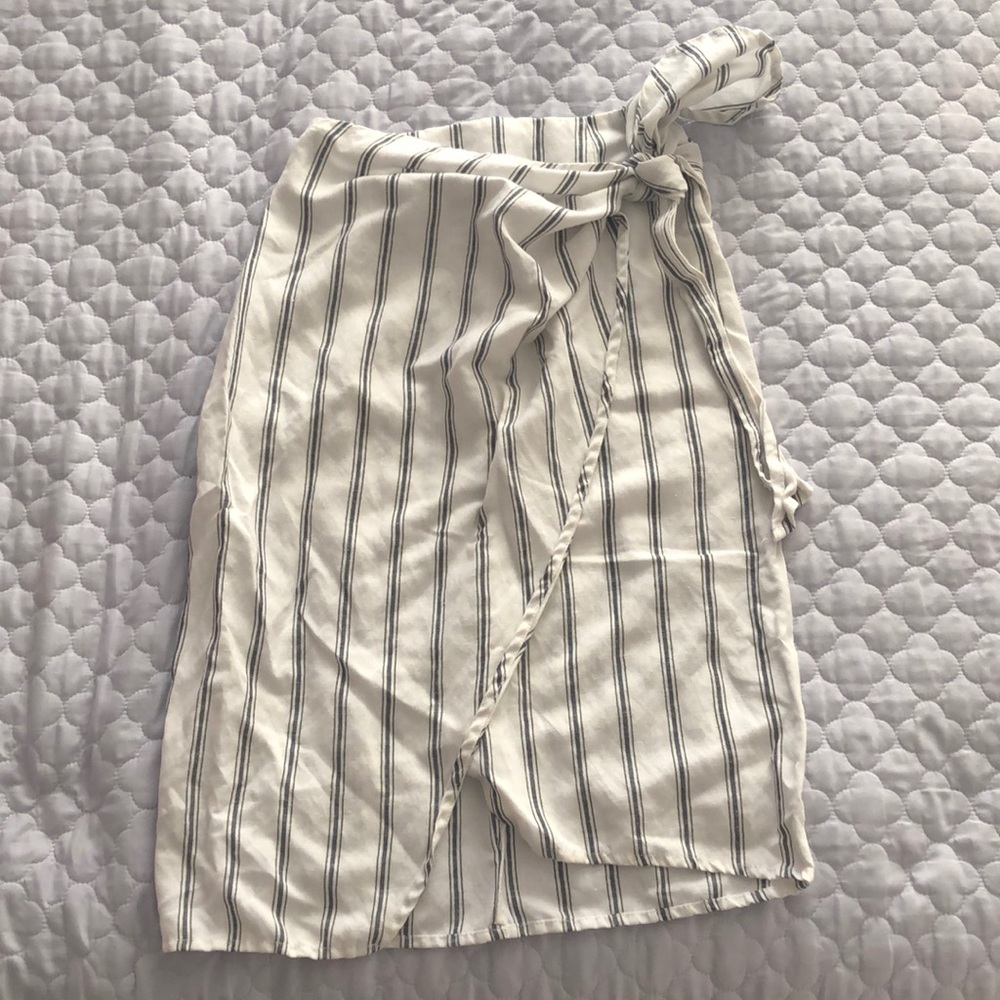 Zara Tie Front Stripe Skirt
